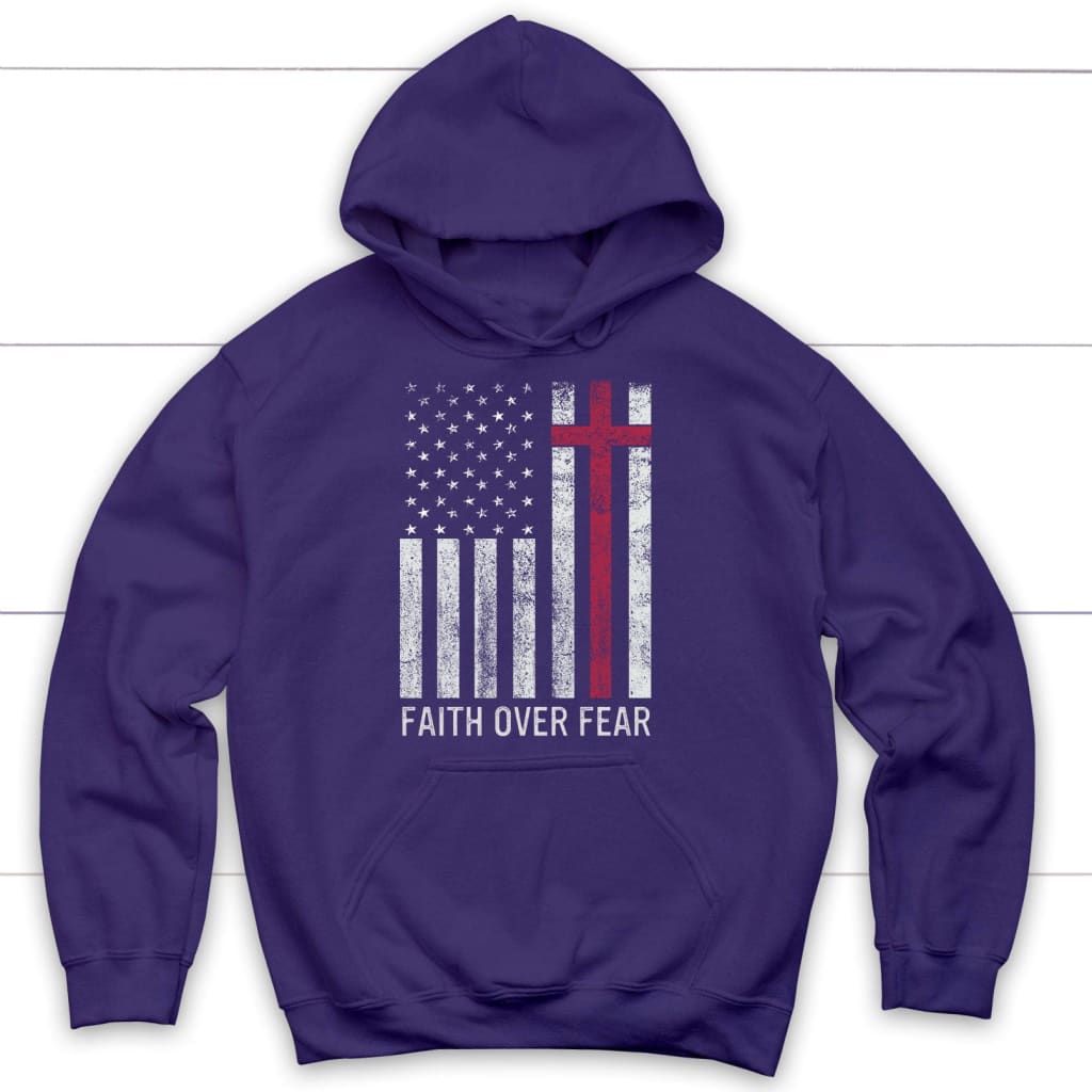 Faith Over Fear, USA Flag, Christian Patriotic Hoodie