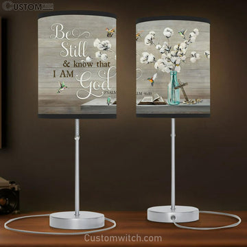 cotton flower Hummingbird Be still and know that I am God Table Lamp Gift - Bible Verse Table Lamp - Religious Bedroom Decor