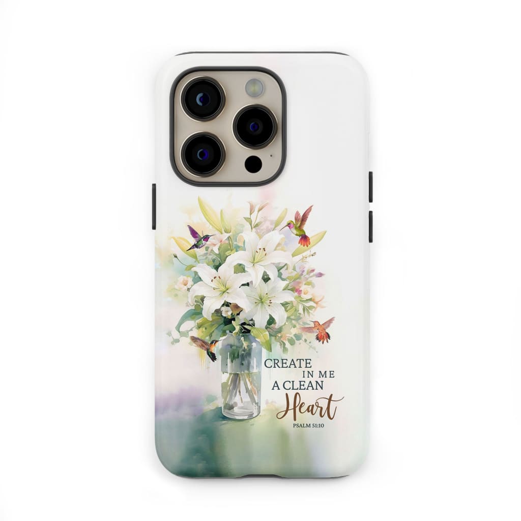 Create in me a clean heart Psalm 51:10 Bible verse phone case