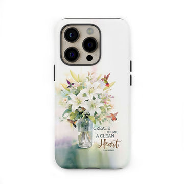 Create in me a clean heart Psalm 51:10 Bible verse phone case