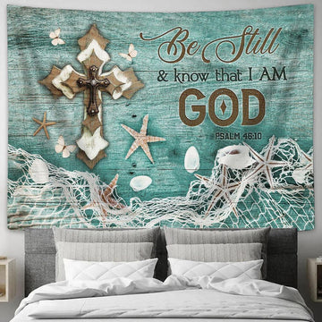 cross Butterfly Be still and know that I am God Tapestry Wall Art - Bible Verse Tapestry - Religious Tapestry Wall Hanging