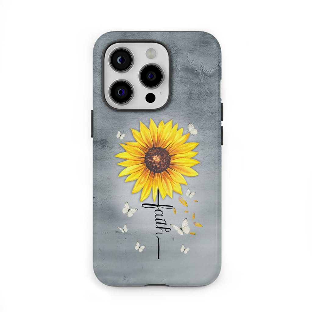 Faith Cross, Butterflies Sunflower, Christian Phone Case