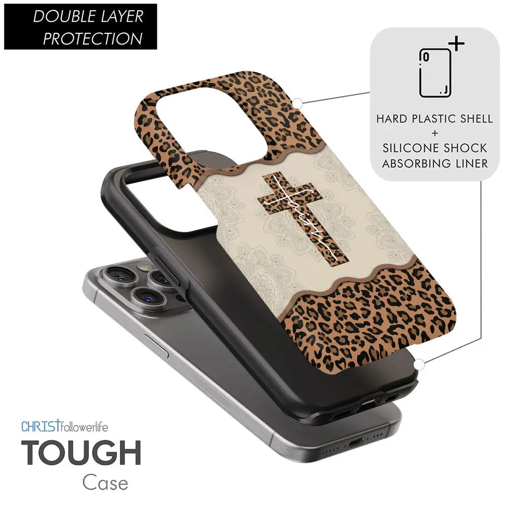 Faith Cross Leopard Christian Phone Case - Faith Phone Cases