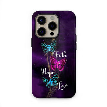 Faith Hope Love Butterfly with Cross Christian phone case