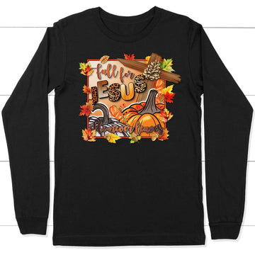 Fall for Jesus Pumpkins Cross Long Sleeve Shirt