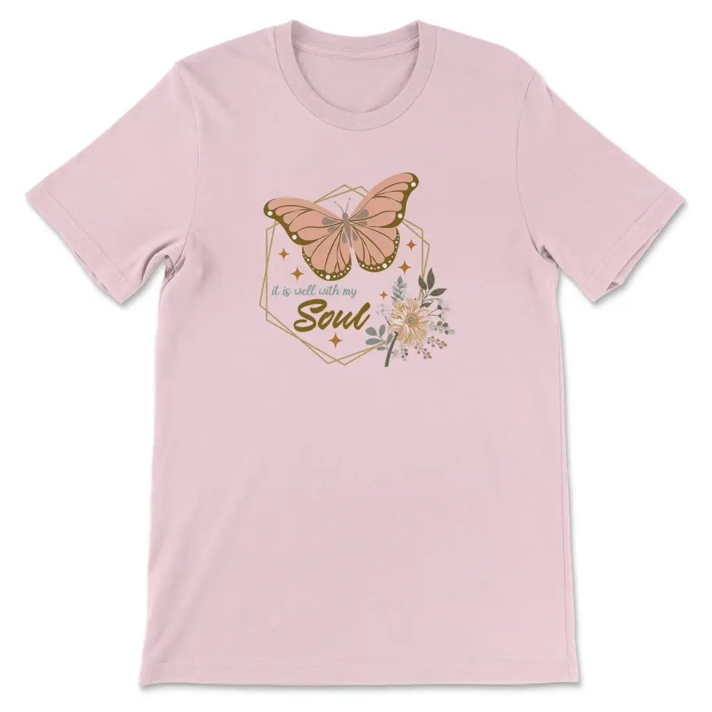 It Is Well With My Soul Flowers Butterfly T-shirt