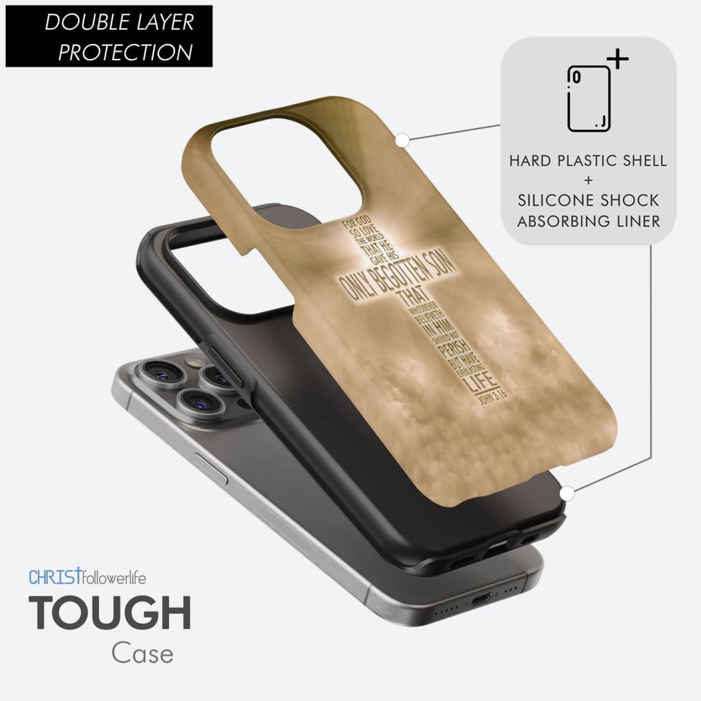 For God so loved the world John 3:16 KJV Bible verse phone case