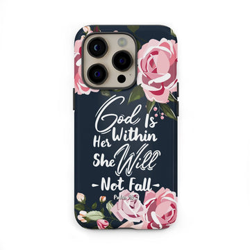 God is within her she will not fall Psalm 46:5 bible verse phone case