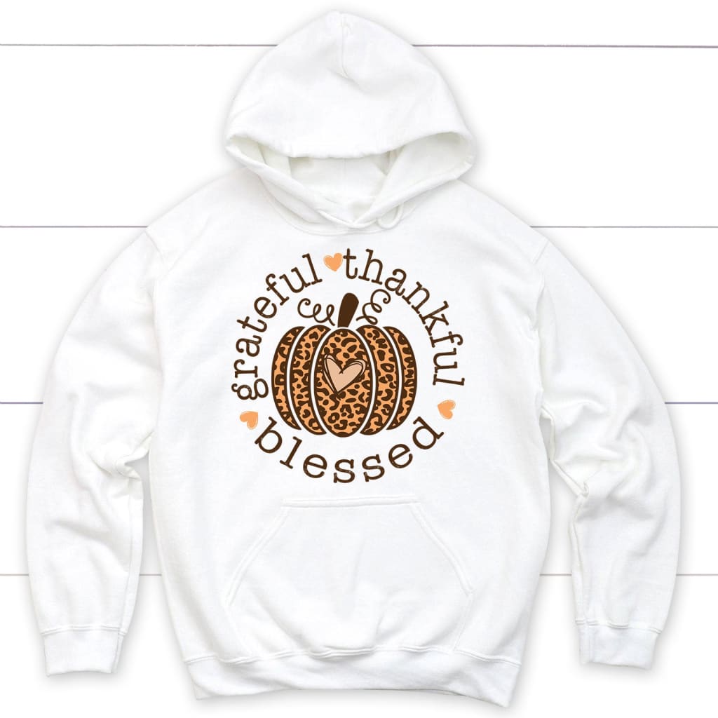 Grateful Thankful Blessed Leopard Pumpkin Hoodie
