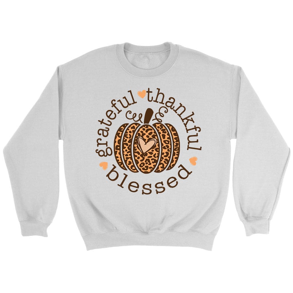 Grateful Thankful Blessed Leopard Pumpkin Sweatshirt