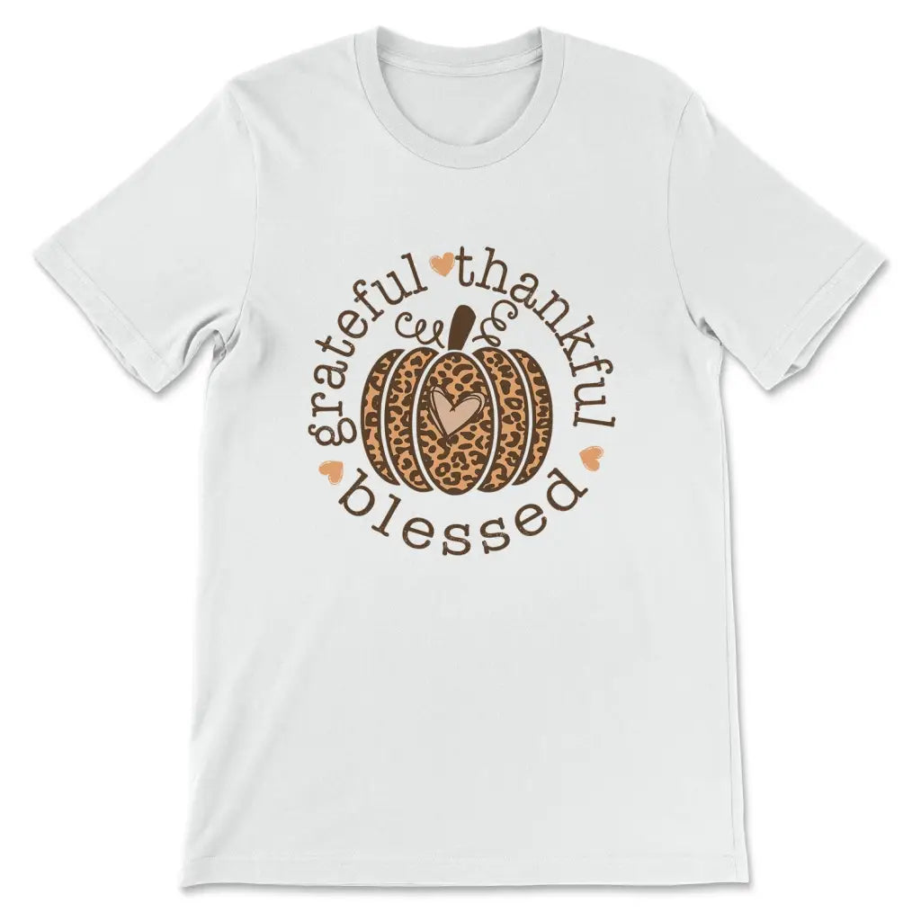 Grateful Thankful Blessed Leopard Pumpkin T-shirt