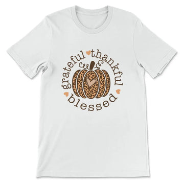 Grateful Thankful Blessed Leopard Pumpkin T-shirt