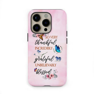 Grateful thankful blessed phone case, Butterfly floral Christian phone cases