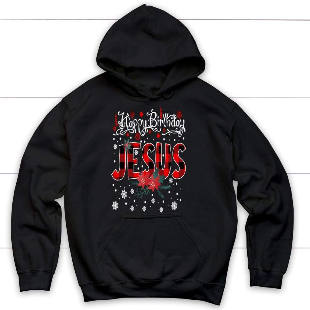 Happy Birthday Jesus, Buffalo Plaid, Christmas Hoodie
