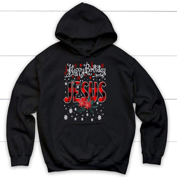 Happy Birthday Jesus, Buffalo Plaid, Christmas Hoodie