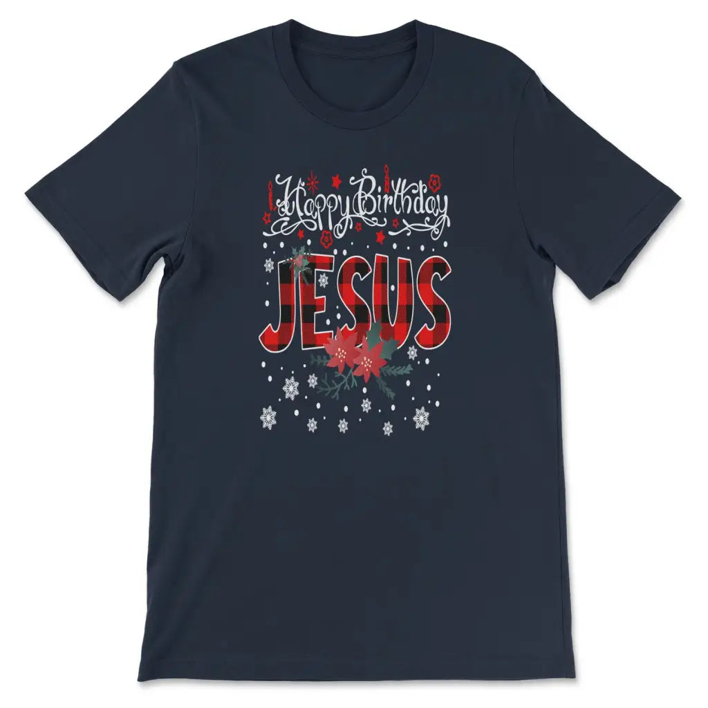 Happy Birthday Jesus, Buffalo Plaid, Christmas T-shirt