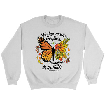 He Has Made Everything Beautiful In Its Time, Autumn Leaves Butterfly, Sweatshirt