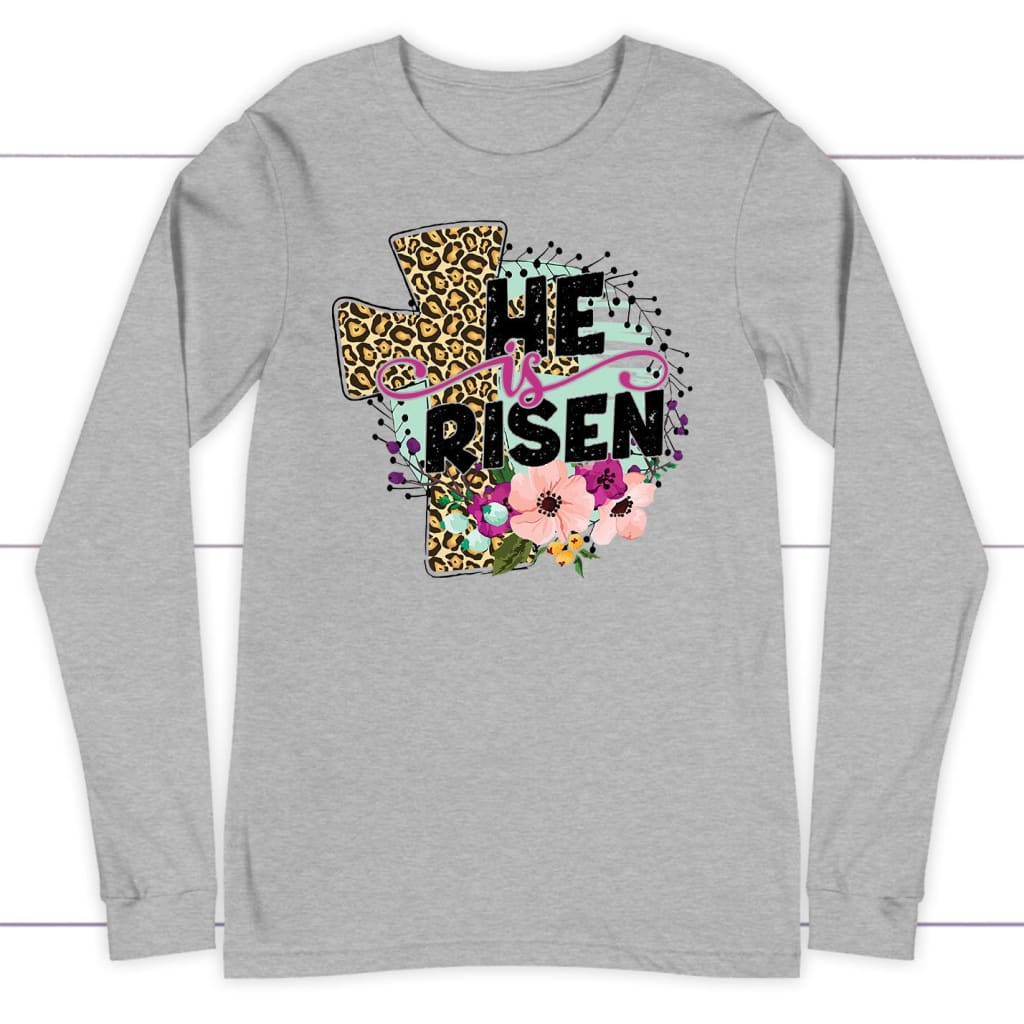 He Is Risen, Leopard Cross, Long Sleeve Shirt