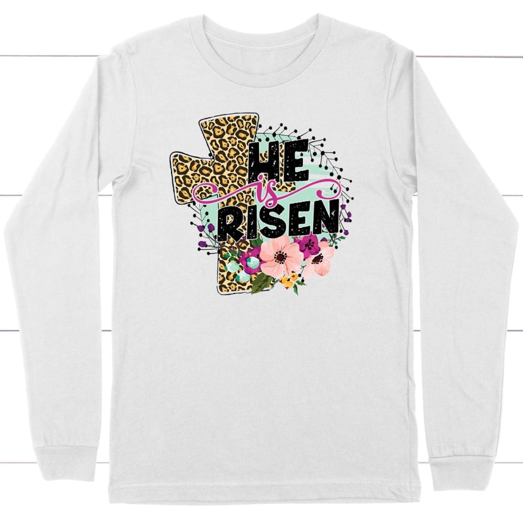 He Is Risen, Leopard Cross, Long Sleeve Shirt