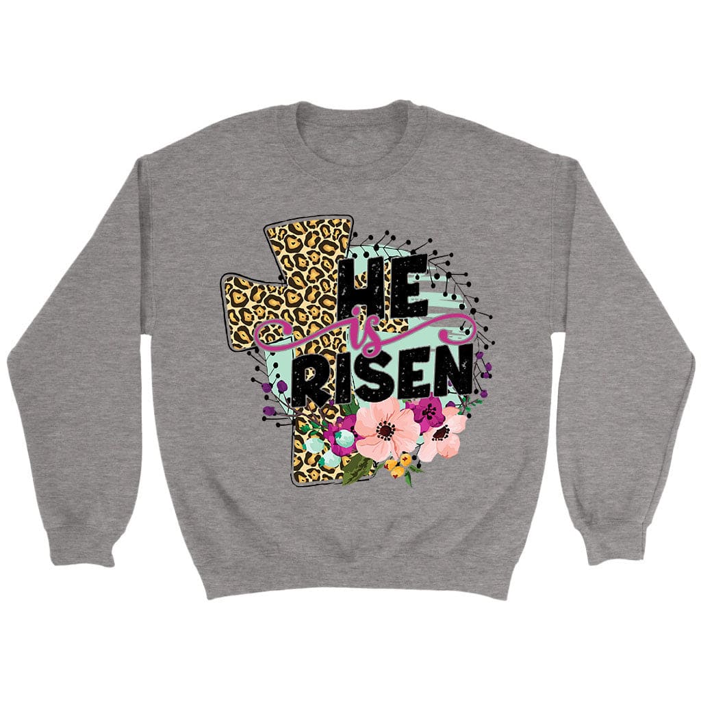 He Is Risen, Leopard Cross, Sweatshirt