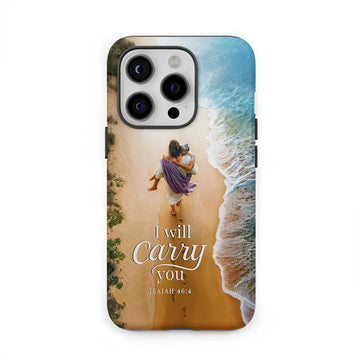 (Old Woman) I Will Carry You – Jesus Carrying Elderly Woman | Isaiah 46:4 Christian Phone Case