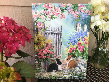 Blossoms and Bunnies Canvas Wall Art