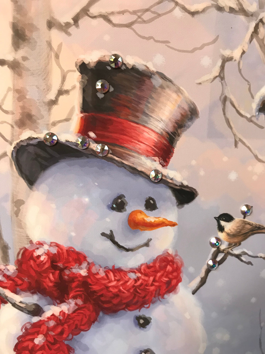 Birch Forest Snowman Pizazz Print with Dazzling Crystals