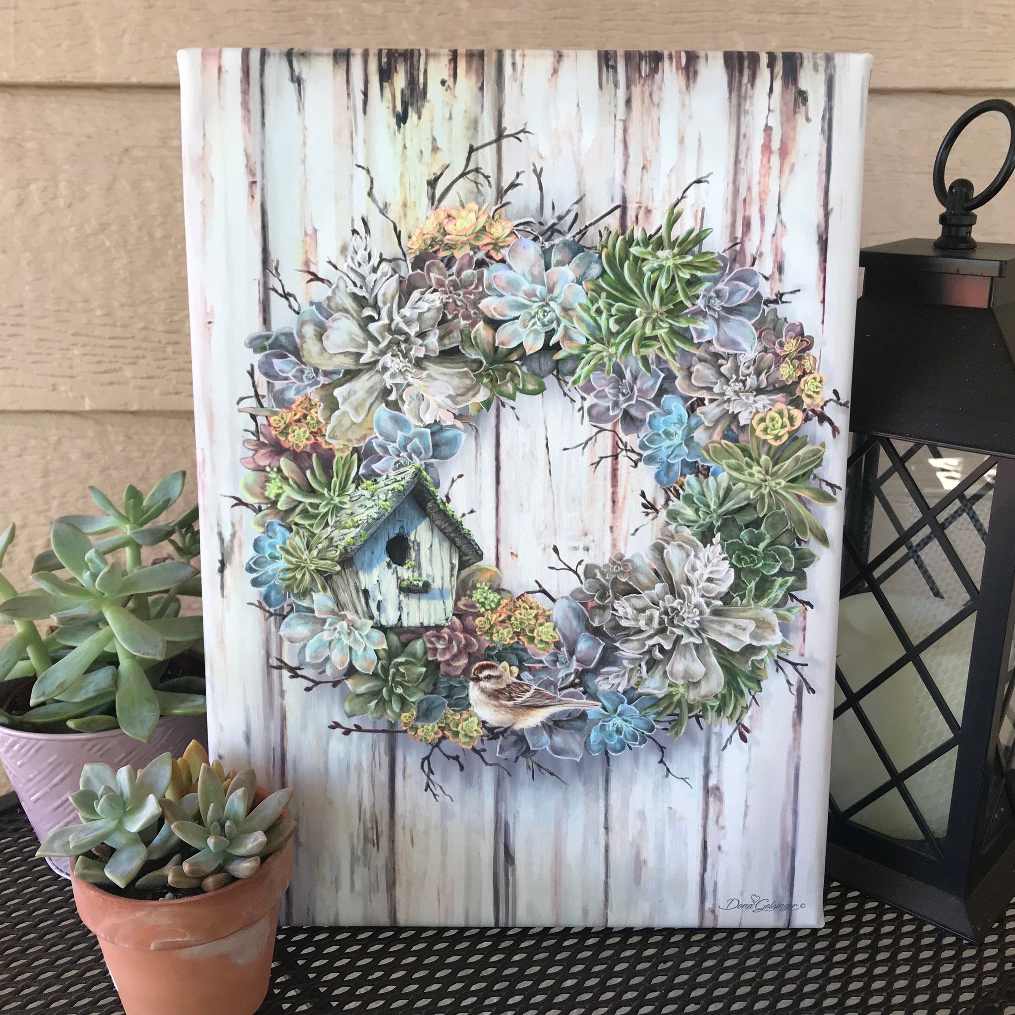 Succulent Wreath Canvas Wall Art