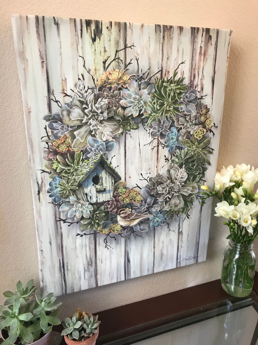 Succulent Wreath Canvas Wall Art