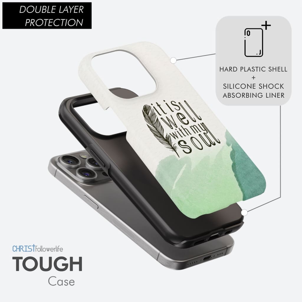 It is Well With My Soul, Feather, Phone Case
