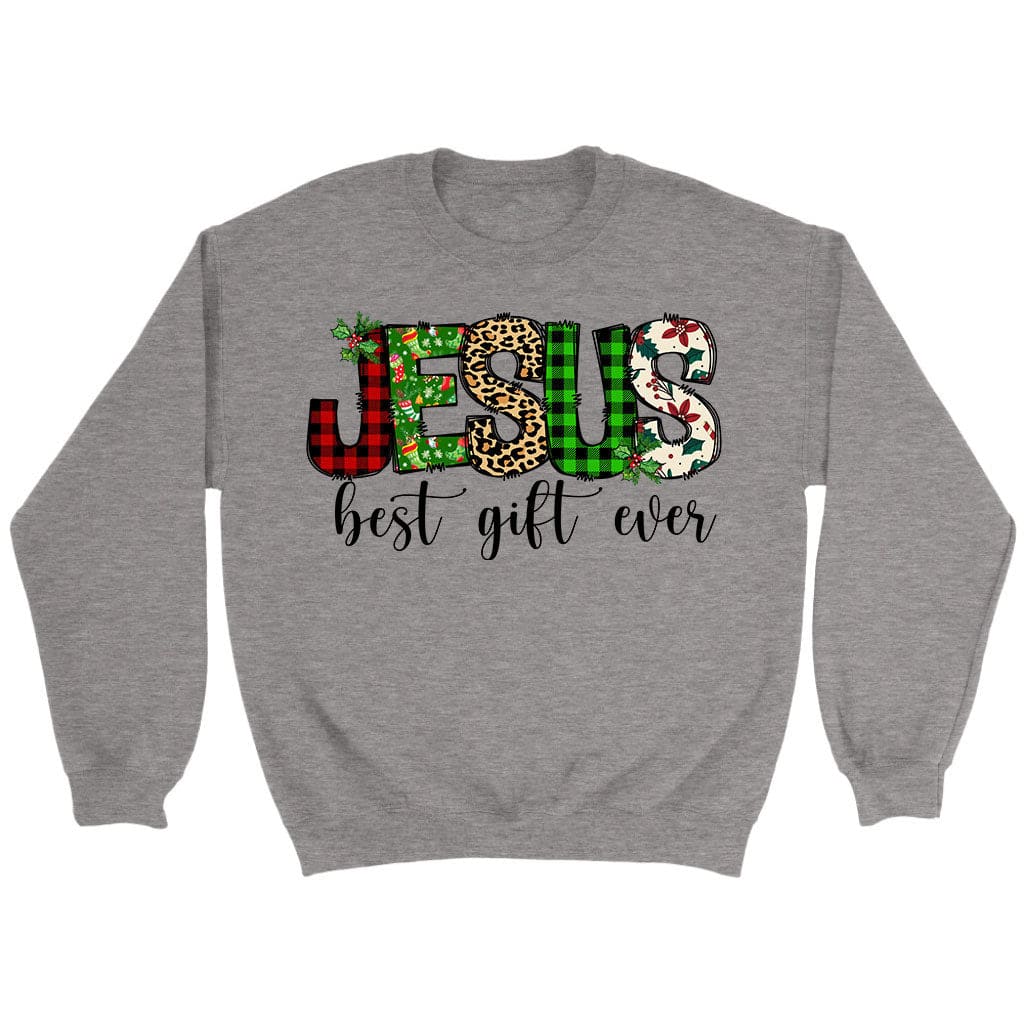 Jesus best gift ever Buffalo plaid leopard sweatshirt
