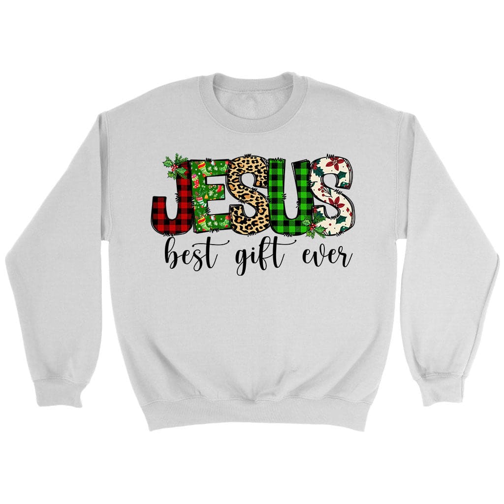 Jesus best gift ever Buffalo plaid leopard sweatshirt