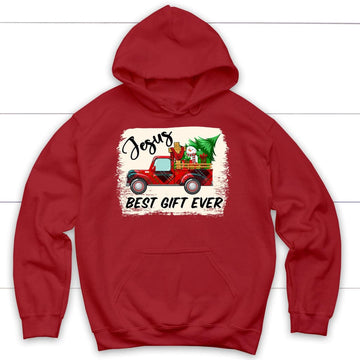 Jesus best gift ever Red truck Christmas hoodie