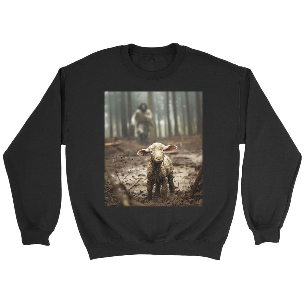 Jesus Running After a Lost Lamb, Jesus Lamb of God, Sweatshirt
