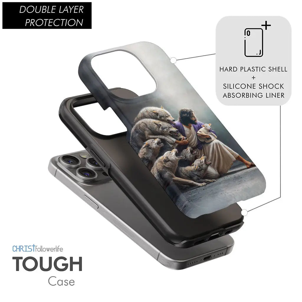 Jesus Protects The Lamb From Wolves Phone Case