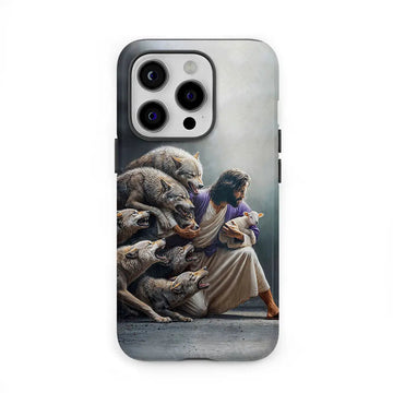 Jesus Protects The Lamb From Wolves Phone Case