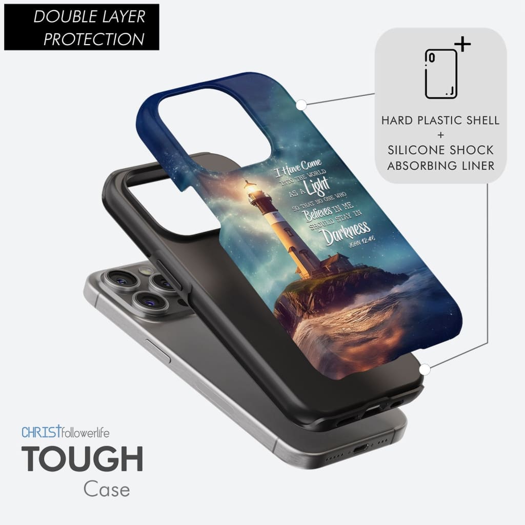 John 12:46 I Have Come Into the World as a Light, Lighthouse, Phone Case