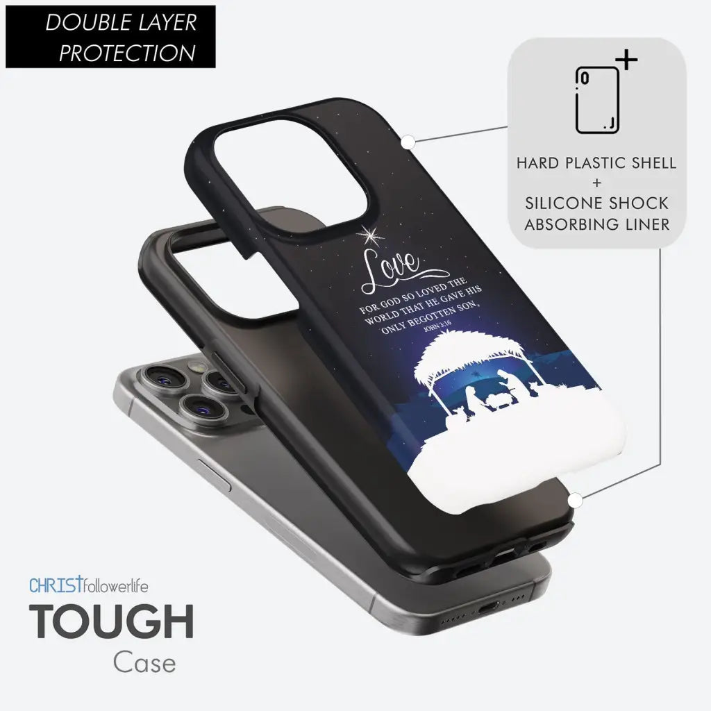 John 3:16 For God so loved the world Christmas phone case