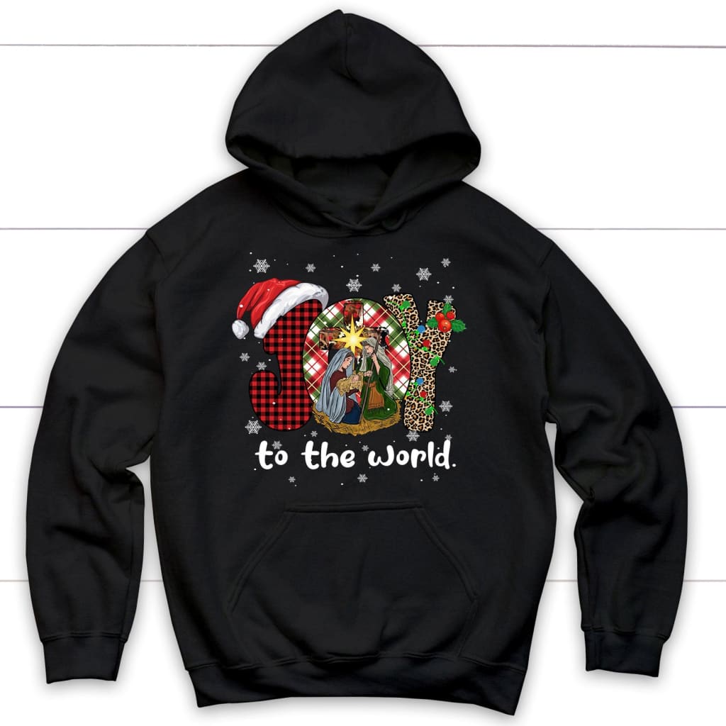 Joy To The World, Buffalo Plaid Leopard, Christmas Nativity Scene, Hoodie