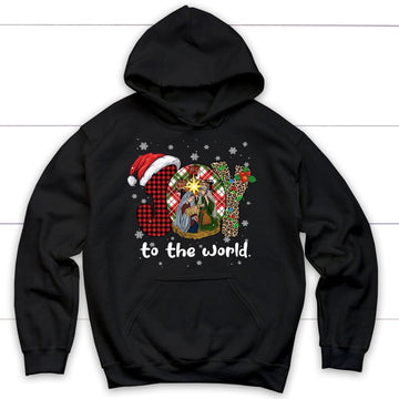Joy To The World, Buffalo Plaid Leopard, Christmas Nativity Scene, Hoodie