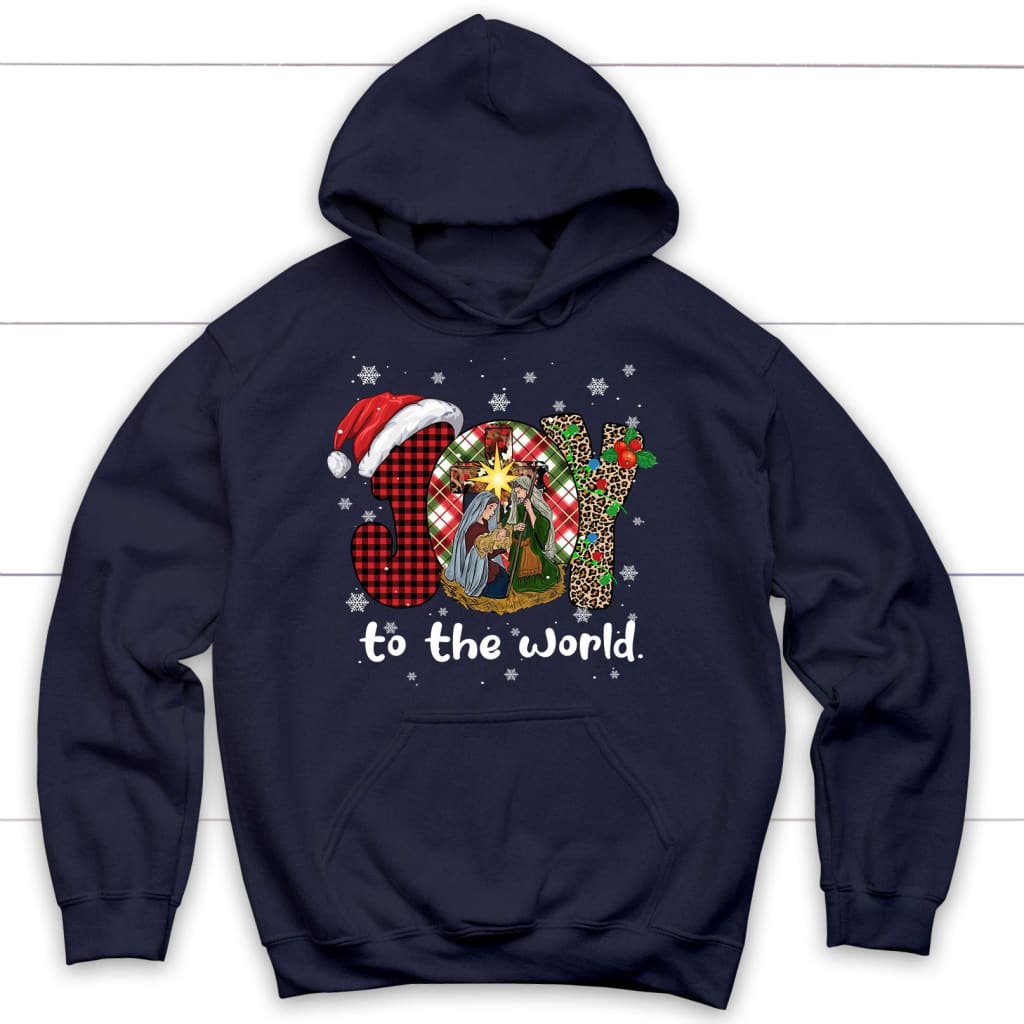 Joy To The World, Buffalo Plaid Leopard, Christmas Nativity Scene, Hoodie