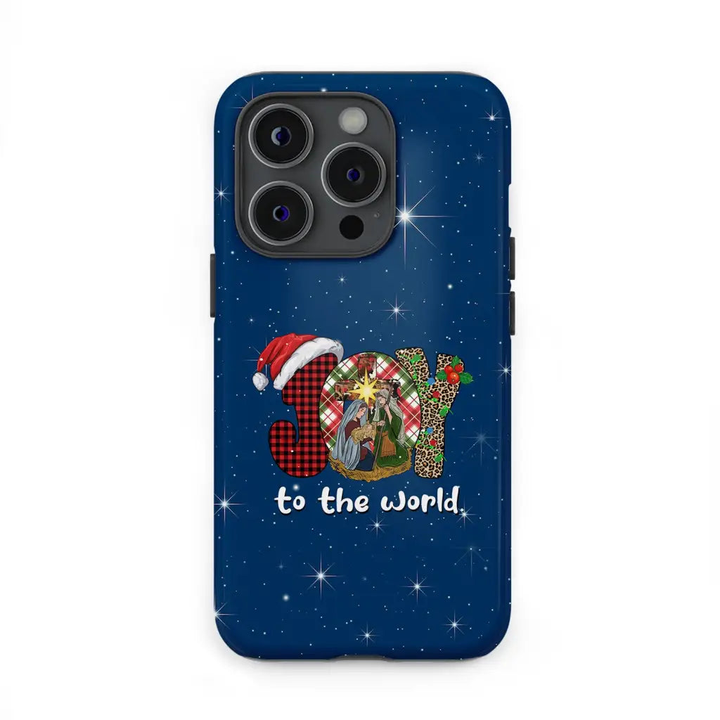 Joy to the world Buffalo plaid leopard phone case