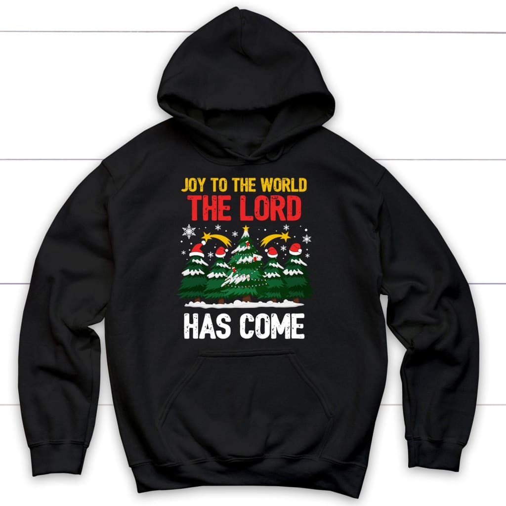 Joy to the world the Lord has come Christmas tree hoodie