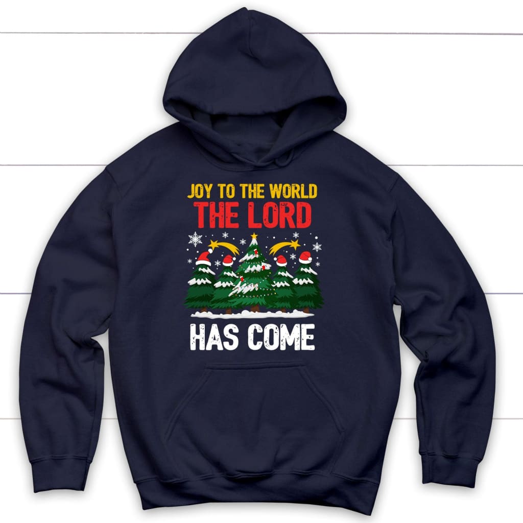 Joy to the world the Lord has come Christmas tree hoodie