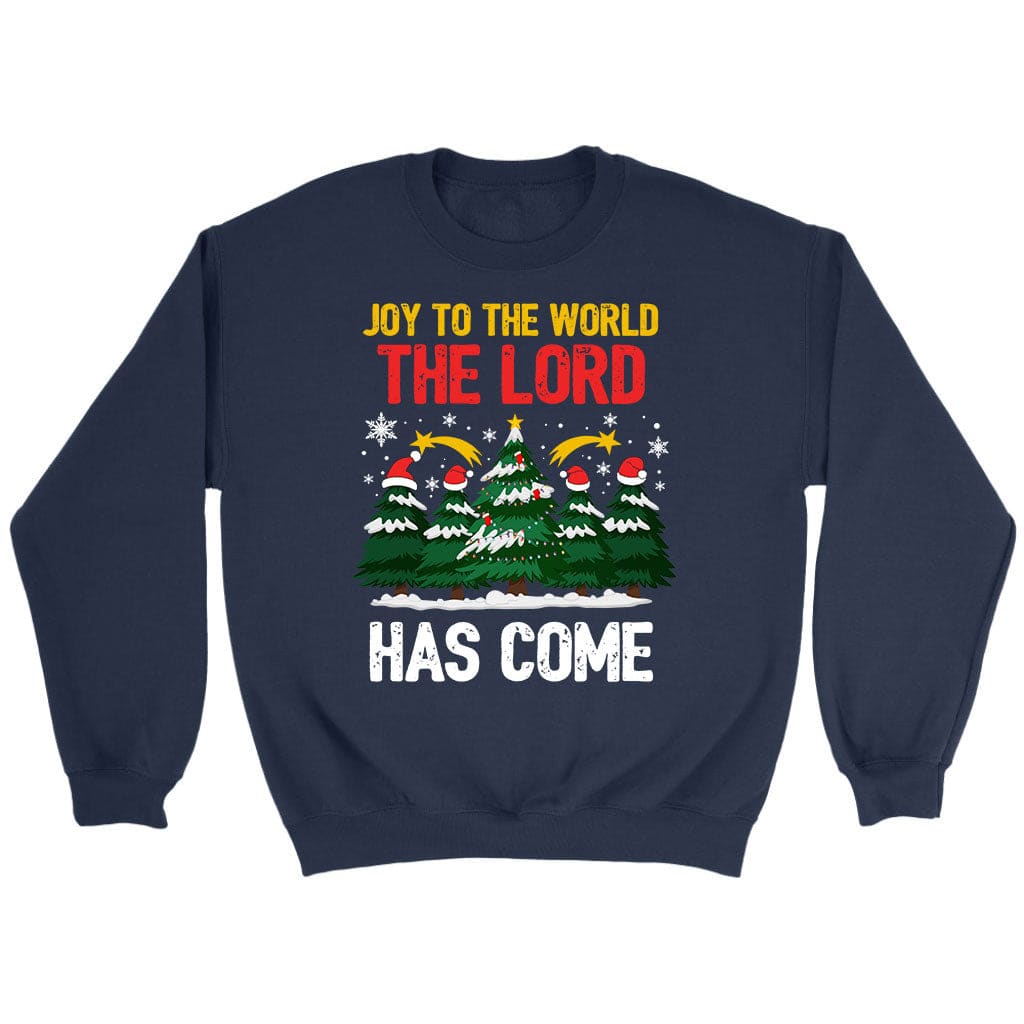 Joy to the world the Lord has come Christmas tree sweatshirt