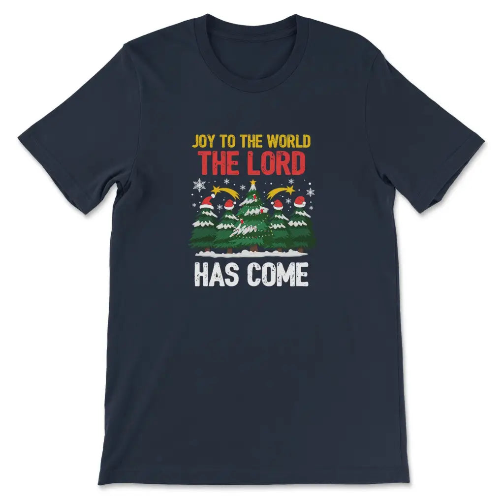 Joy to the world the Lord has come Christmas tree t-shirt