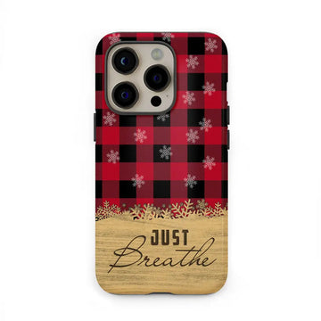 Just Breathe Red Black Buffalo phone case