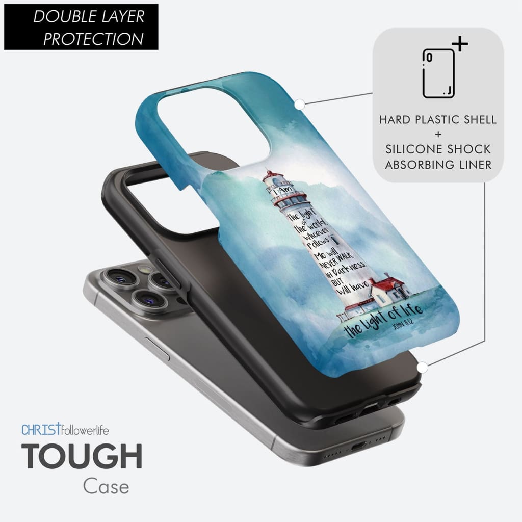 Lighthouse, I Am the Light of the World John 8:12 Bible Verse Phone Case