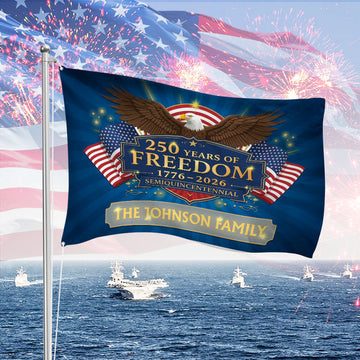 Personalized Family Name 250 Years Of Freedom Semiquincentennial Banner House Flag