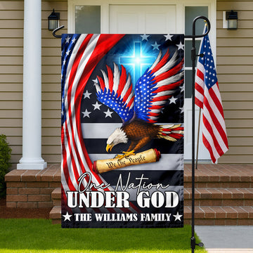 Custom Family Name One Nation Under God Patriot Eagle We The People Garden Flag